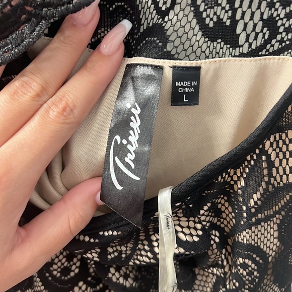 Black lace dress-nude chest covering - Picture 4 of 5